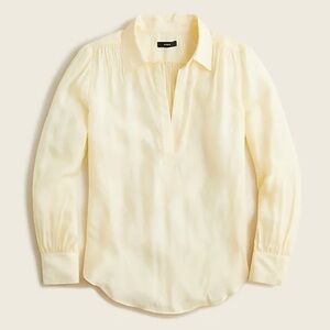 J crew eco cupro blend collared vneck popover top pale chamois